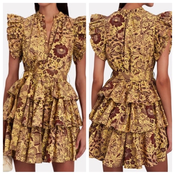 Ulla Johnson Honoria Tiered Cotton Poplin Mini Dress Size 4 NWT